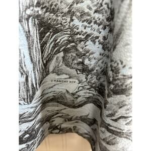 Vintage Habitat Wilderness Nature Wolf All Over Print Embroidered Shirt XXL Blue